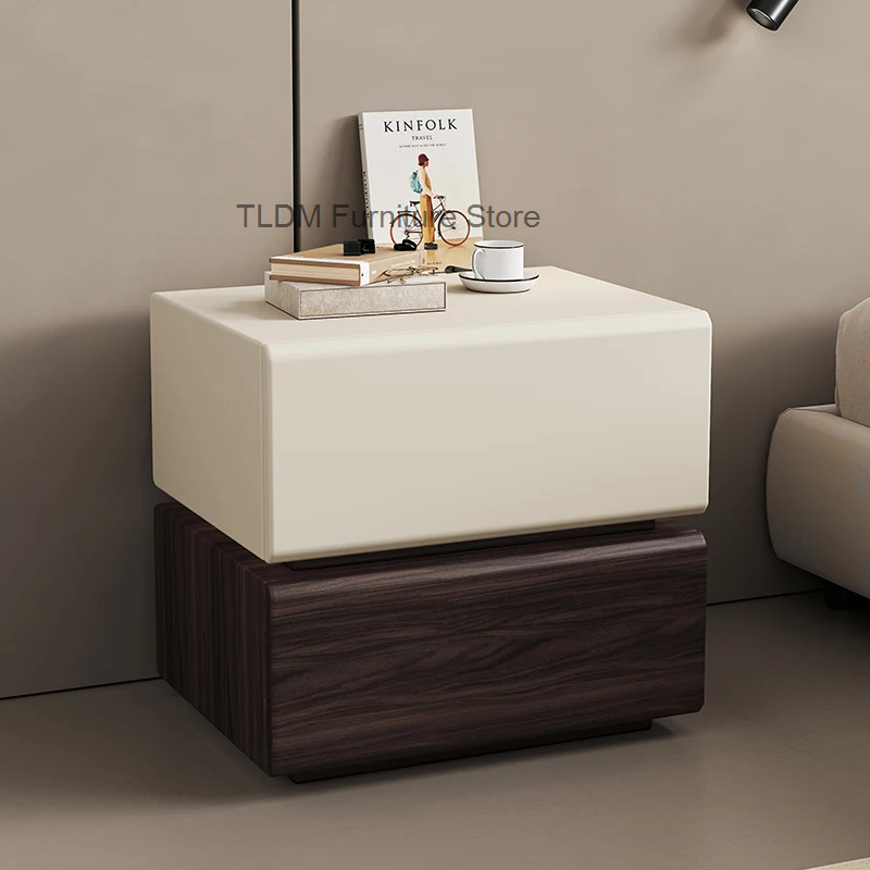 Interior Design Luxury House - โต๊ะข้างเตียงไม้สีขาวสไตล์นอร์ดิกหรูหราทันสมัย พร้อมช่องเก็บของข้างเตียง ดีไซน์เนอร์เฟอร์นิเจอร์สำหรับบ้าน
