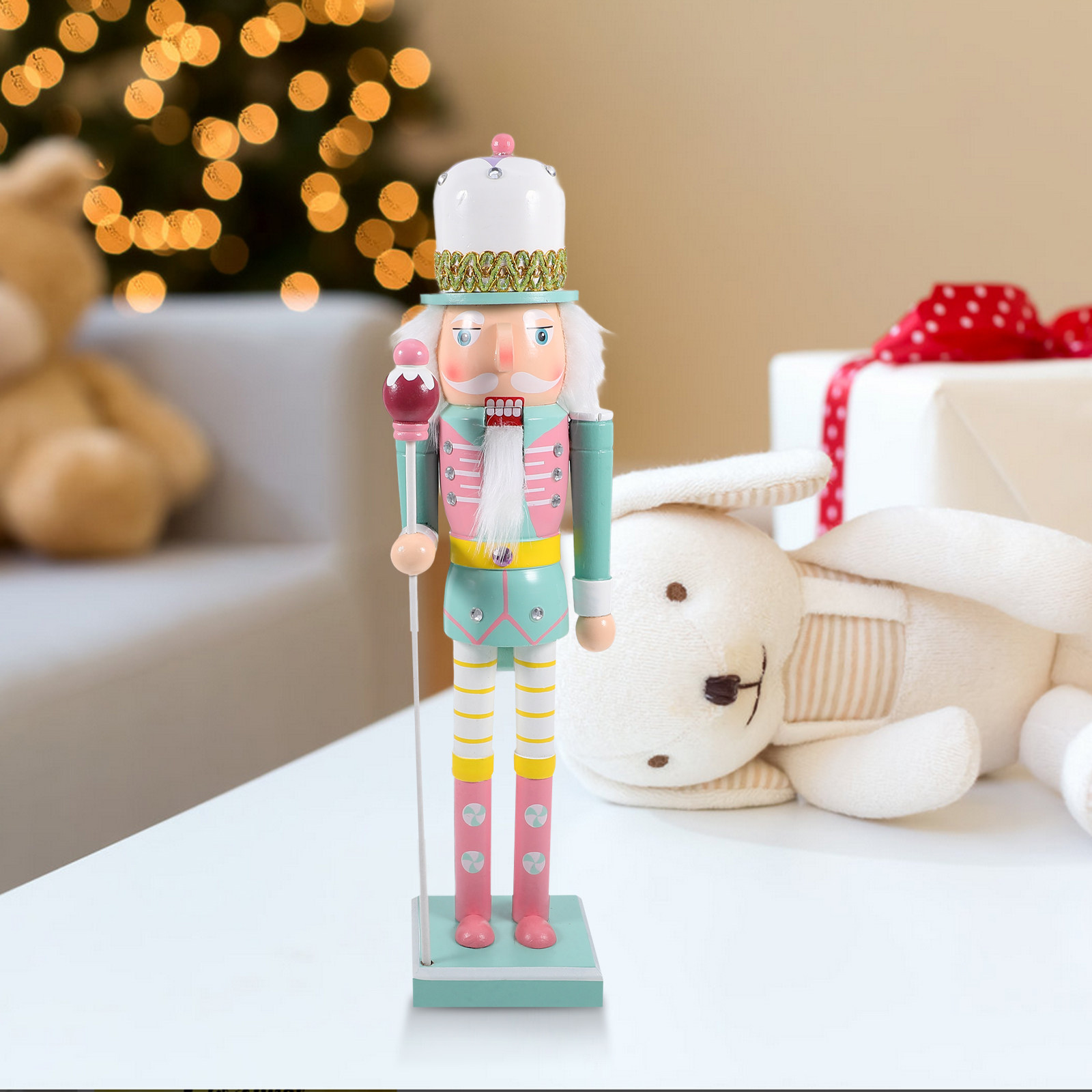 Interior Design Xmas - ของตกแต่งไม้รูปทหารนัทแครกเกอร์สำหรับคริสต์มาส ตกแต่งบ้าน โต๊ะทำงาน ของขวัญงานปาร์ตี้คริสต์มาส ของตกแต่งภายในที่สร้างบรรยากาศเทศกาล