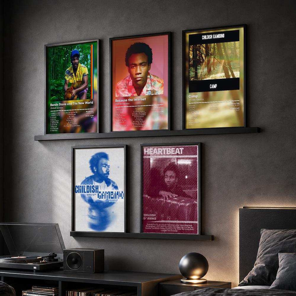 Interior Design Poster - ภาพวาดอัลบั้มเพลง C-Childish Gambino พร้อมตัวอักษรประดิษฐ์บนผ้าแคนวาส สำหรับตกแต่งผนังภายในบ้าน ห้องนอน