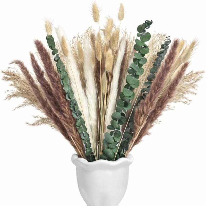 Dried Pampas Bundle - ชุดดอกไม้แห้งธรรมชาติ DIY 65 ชิ้น ประกอบด้วยหญ้าแพมพัส หางกระต่าย