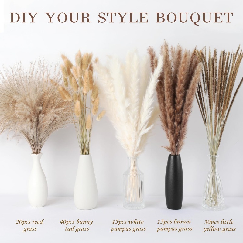 ช่อดอกไม้แห้งผสมโทนสีธรรมชาติส - Dried Pampas Bundle บทวิจารณ์และราคา