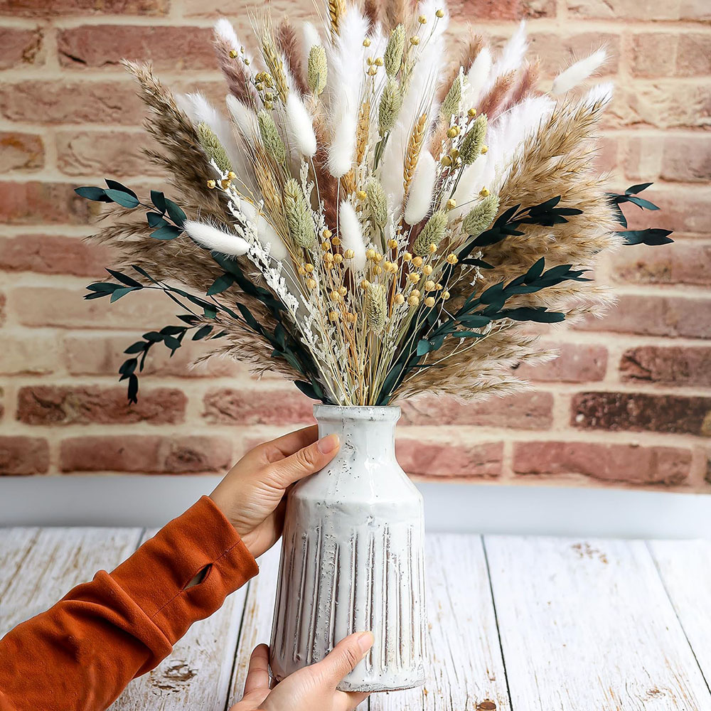ช่อดอกหญ้าแพมพัสแห้ง 100 ชิ้น  - Dried Pampas Bundle บทวิจารณ์และราคา