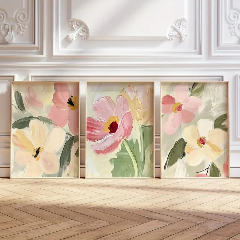 3 ชิ้น/เซ็ตพาสเทลดอกไม้ผ้าใบโป - Abstract Canvas Set บทวิจารณ์และราคา