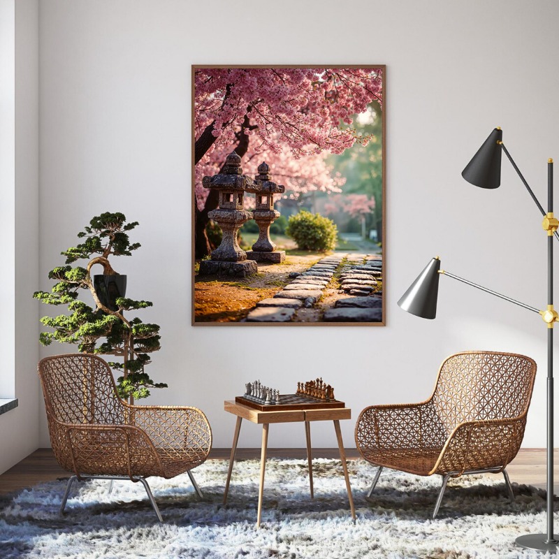 ฉากสวนญี่ปุ่นต้นซากุระโปสเตอร์ - Interior Design Poster บทวิจารณ์และราคา