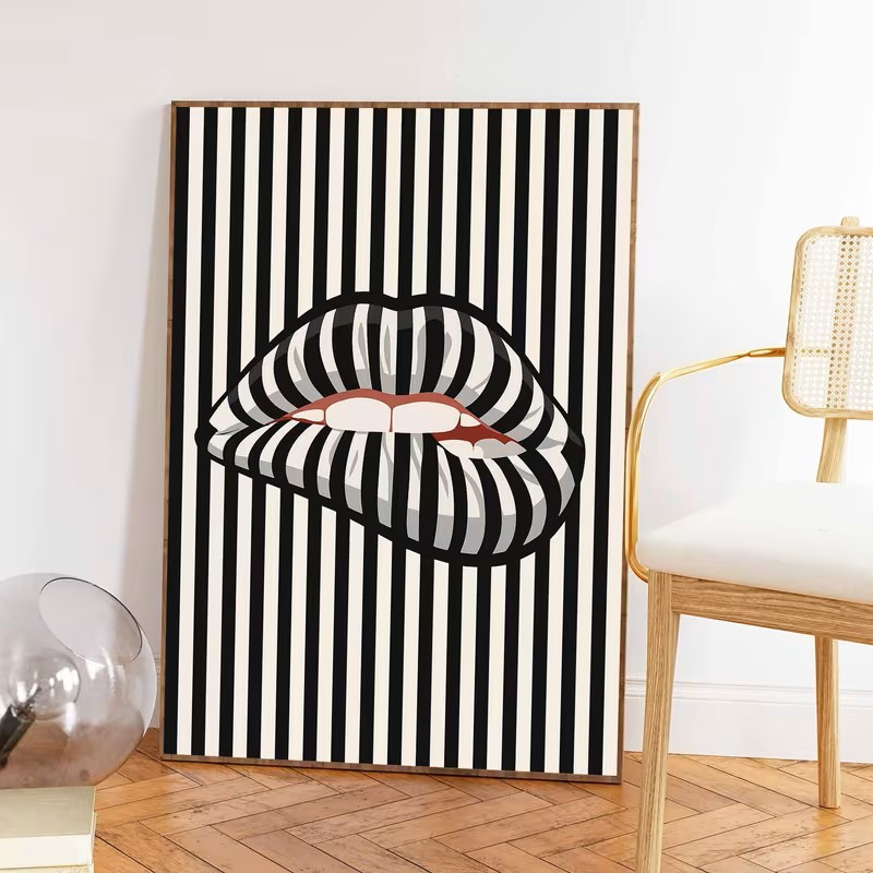 โปสเตอร์ผ้าใบลายทางเรียบง่ายแล - Interior Design Poster บทวิจารณ์และราคา