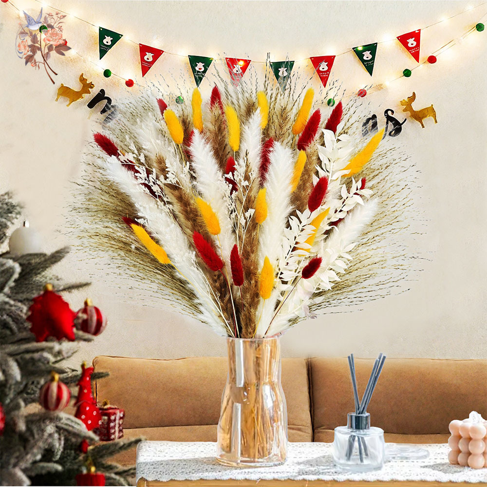 ดอกแพมพัสแห้งแบบธรรมชาติ 70 ช่ - Dried Pampas Bundle บทวิจารณ์และราคา