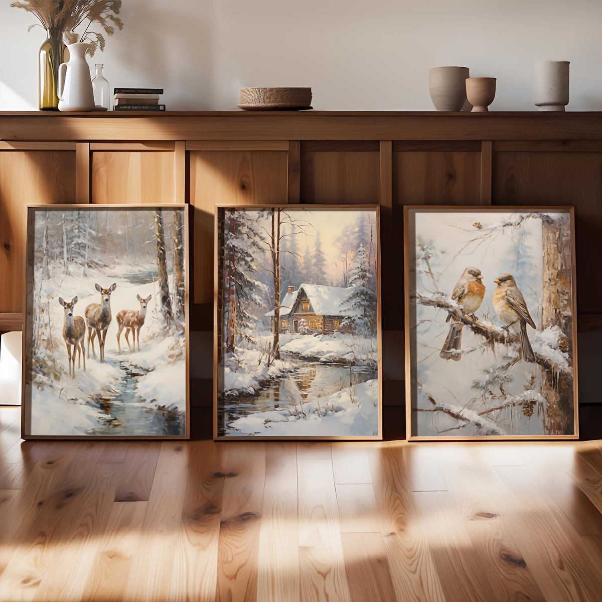 ภาพวาดบนผ้าใบไร้กรอบ 3 ชิ้น/ชุ - Abstract Canvas Set บทวิจารณ์และราคา